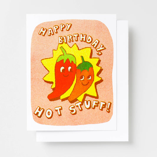 Happy Birthday Hot Stuff Peppers - Bday Risograph Card